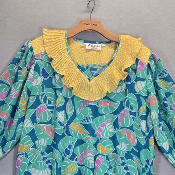 VTG Assorti for Susan Freis Abstract Floral Top Women's L Beaded Floral - Picture 3 of 10